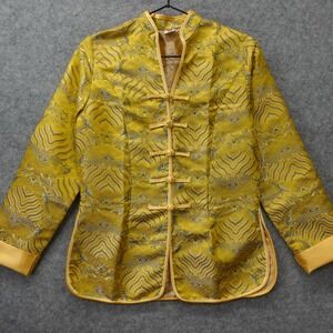 Mandarin Collar Tang Suit Jacket Womens S Yellow Silk Brocade Chinese Cheongsam